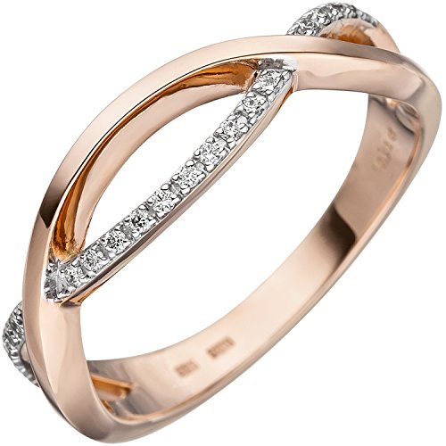 Jobo Damen-Ring aus 585 Rosegold Bicolor mit 20 Diamanten Größe 56 von Jobo