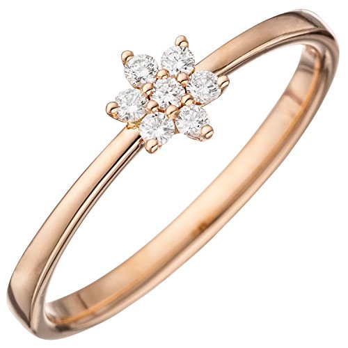 Jobo Damen-Ring aus 585 Rosegold mit 7 Diamanten im Stern-Motiv Größe 56 von Jobo