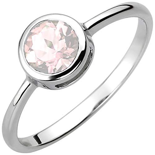 Jobo Damen-Ring aus 925 Silber mit Rosenquarz Größe 52 von Jobo