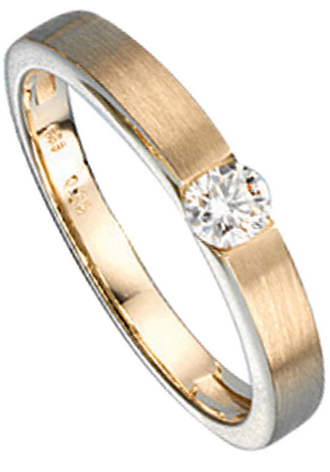 JOBO Diamantring Goldring, 585 Gold matt mit Diamant 0,25 ct. von JOBO