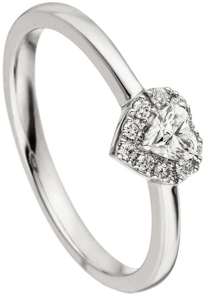 JOBO Diamantring Herz-Ring mit 10 Diamanten, 585 Weißgold von JOBO