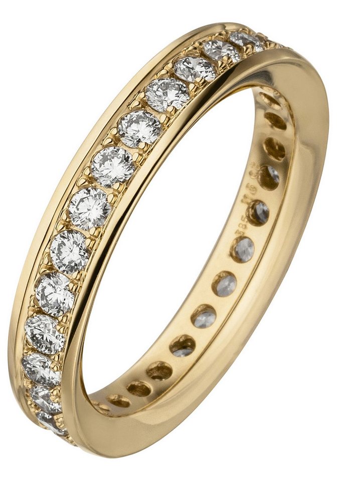 JOBO Diamantring Memory Ring Goldring, 585 Gold mit Diamanten rundum von JOBO