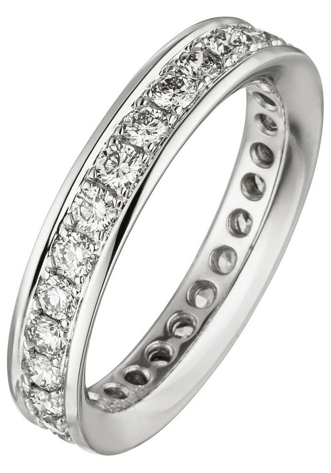 JOBO Diamantring Memory Ring Weißgoldring, 585 Weißgold mit Diamanten rundum von JOBO