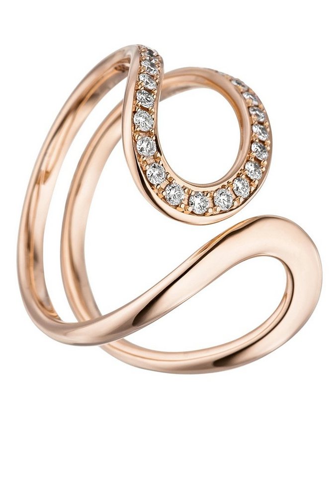JOBO Diamantring Offener Ring Roségoldring, 585 Roségold mit 21 Diamanten von JOBO