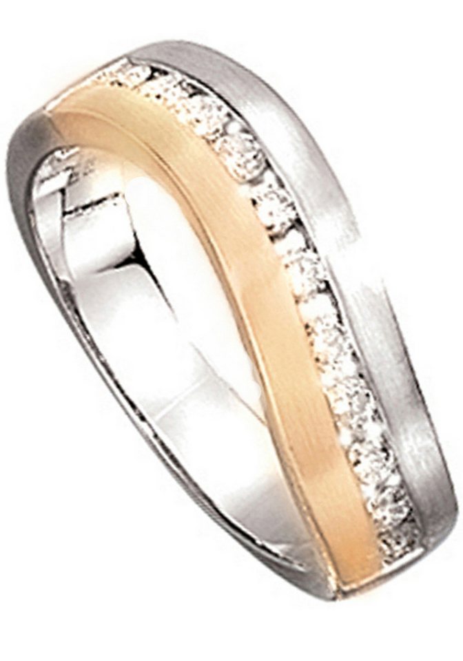 JOBO Diamantring Ring Goldring, 585 Gold bicolor mit 11 Diamanten von JOBO