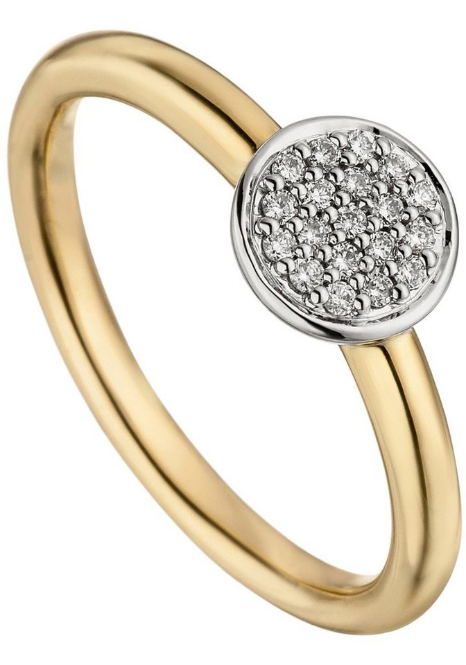 JOBO Diamantring Ring Goldring, 585 Gold bicolor mit 19 Diamanten von JOBO