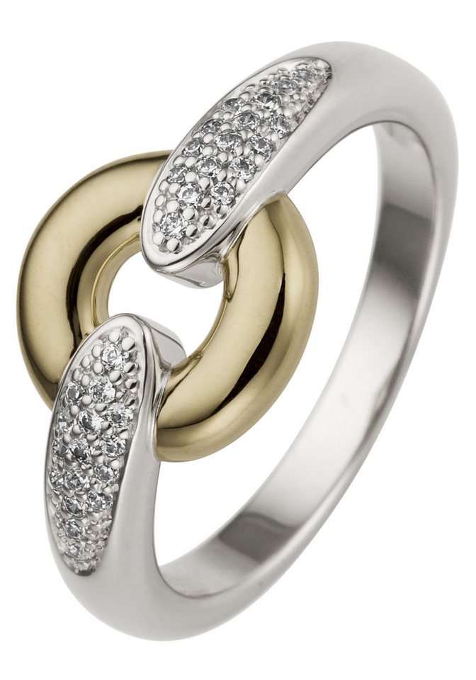 JOBO Diamantring Ring Goldring, 585 Gold bicolor mit 32 Diamanten von JOBO