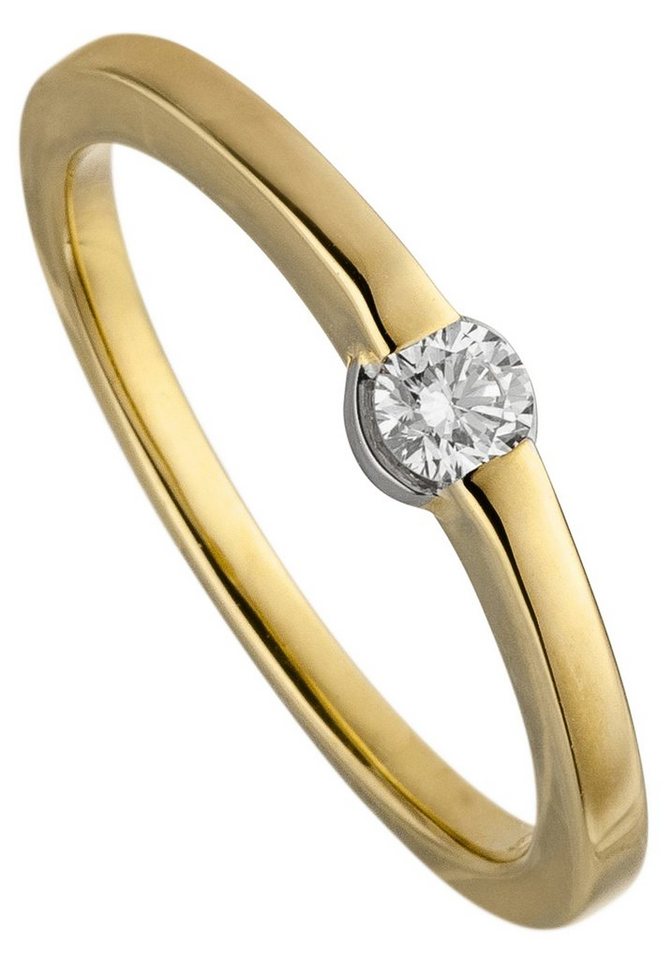 JOBO Diamantring Ring Goldring Solitär, 585 Gold mit Diamant Brillant 0,15 ct. von JOBO