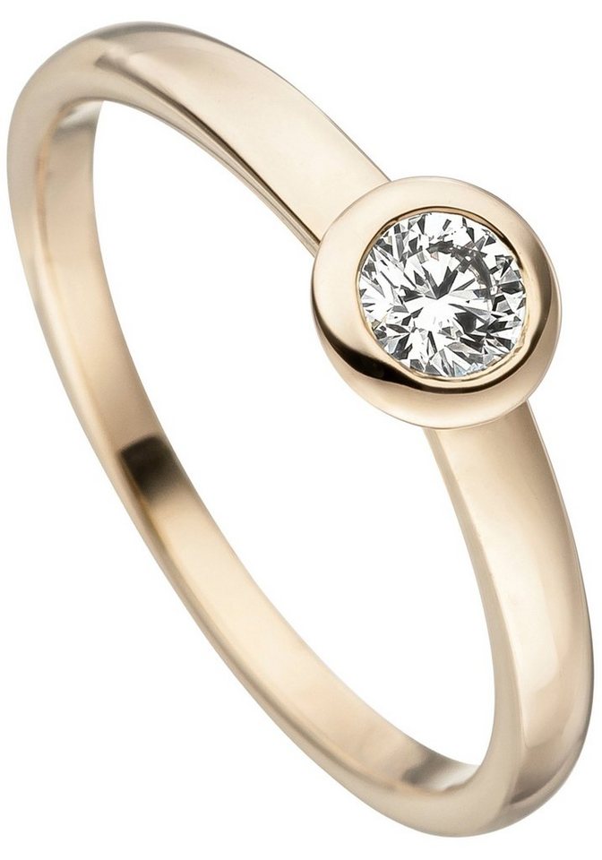 JOBO Diamantring Ring Goldring Solitär, 585 Gold mit Diamant Brillant 0,25 ct. von JOBO