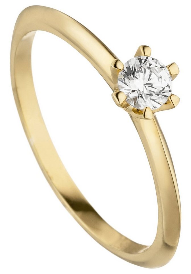 JOBO Diamantring Ring Goldring Solitär, 585 Gold mit Diamant Brillant 0,25 ct. von JOBO