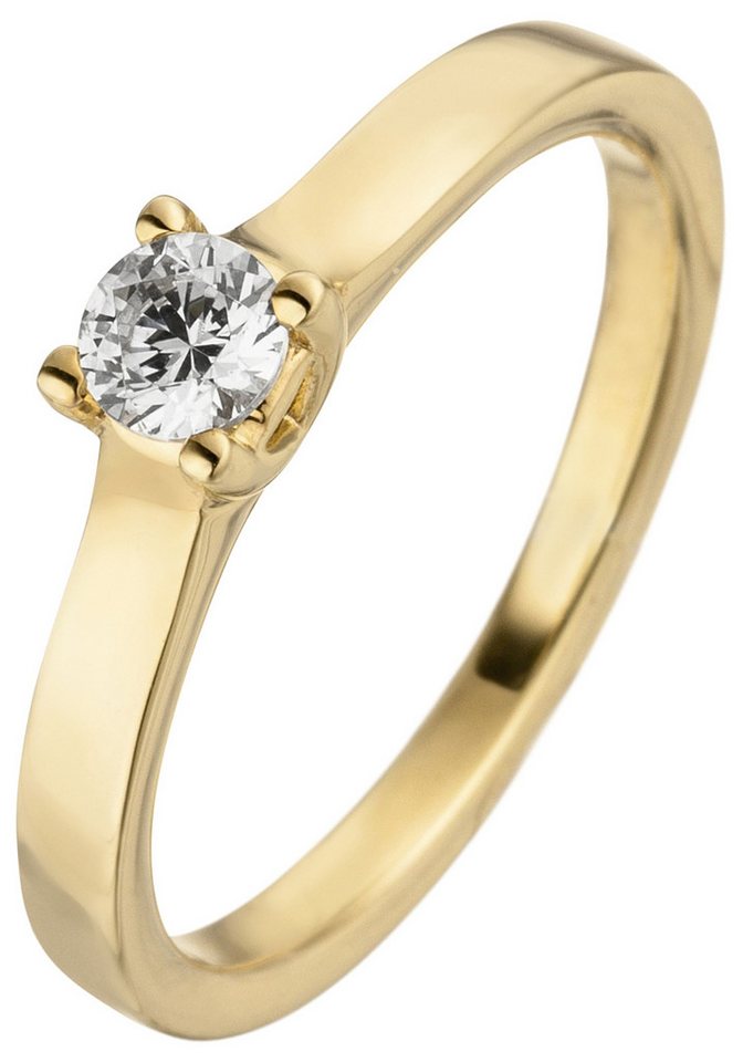 JOBO Diamantring Ring Goldring Solitär, 585 Gold mit Diamant Brillant 0,25 ct. von JOBO