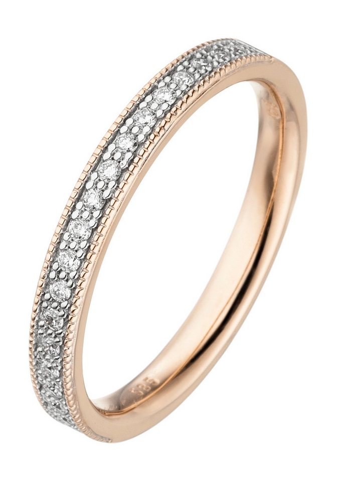 JOBO Diamantring Ring Roségoldring, 585 Roségold mit 19 Diamanten von JOBO