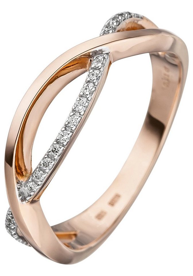 JOBO Diamantring Ring Roségoldring, 585 Roségold mit 20 Diamanten von JOBO