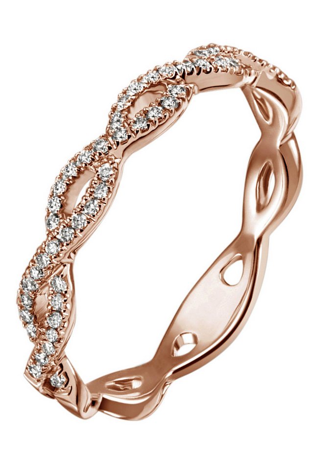JOBO Diamantring Ring Roségoldring, 585 Roségold mit 49 Diamanten von JOBO