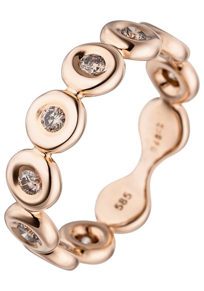 JOBO Diamantring Ring Roségoldring, 585 Roségold mit 9 Diamanten von JOBO
