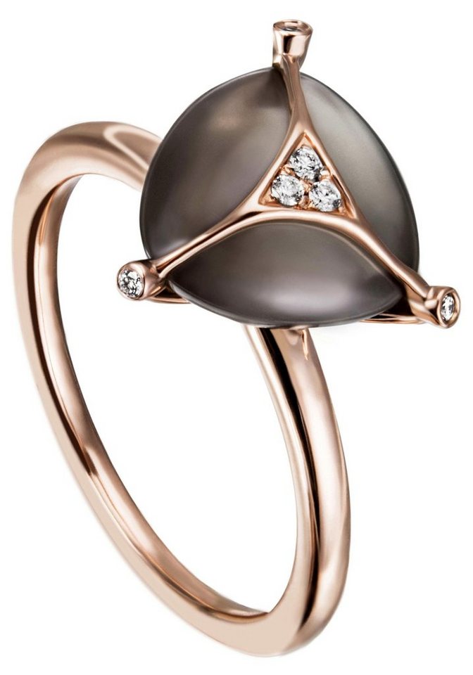 JOBO Diamantring Ring Roségoldring, 585 Roségold mit Mondstein und 6 Diamanten von JOBO