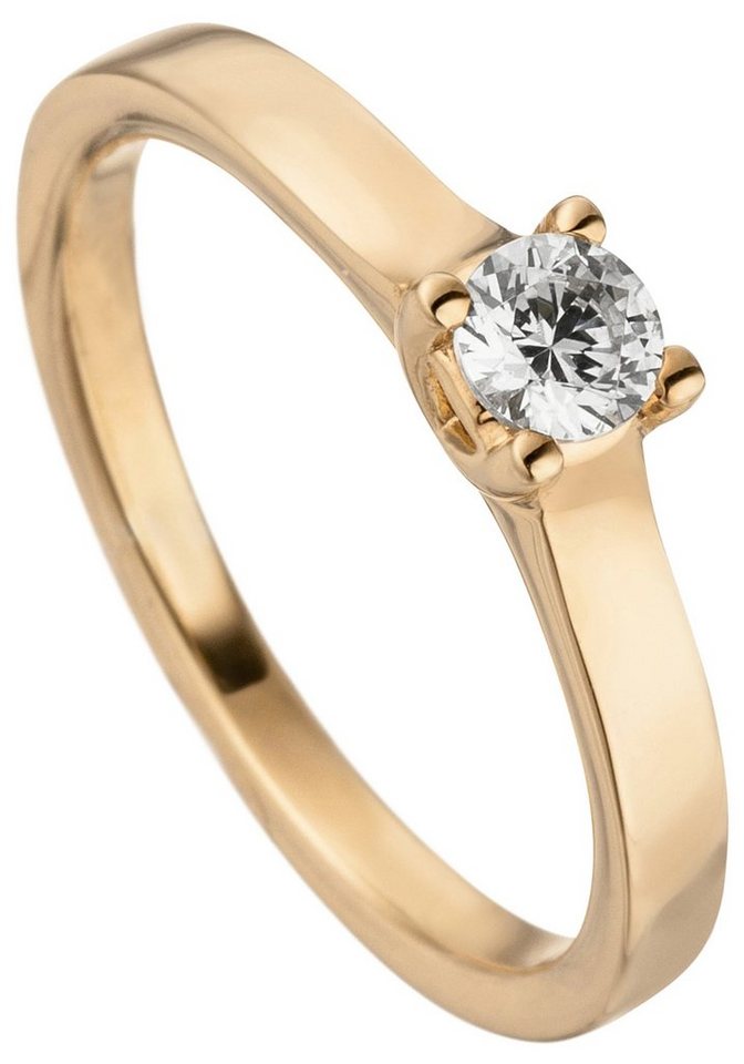 JOBO Diamantring Ring Roségoldring Solitär, 585 Roségold mit Diamant Brillant 0,15 ct. von JOBO