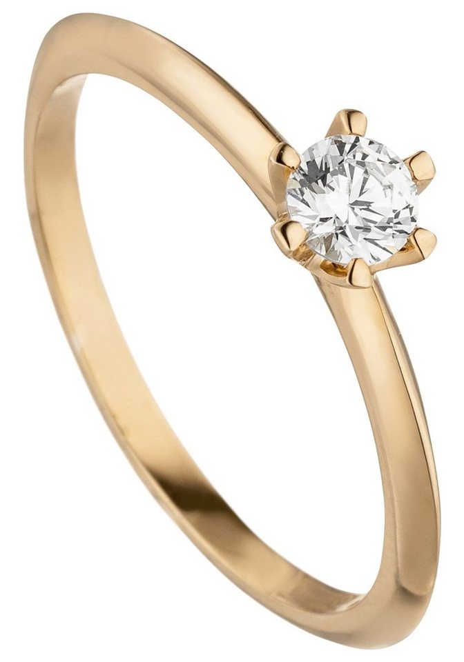 JOBO Diamantring Ring Roségoldring Solitär, 585 Roségold mit Diamant Brillant 0,15 ct. von JOBO