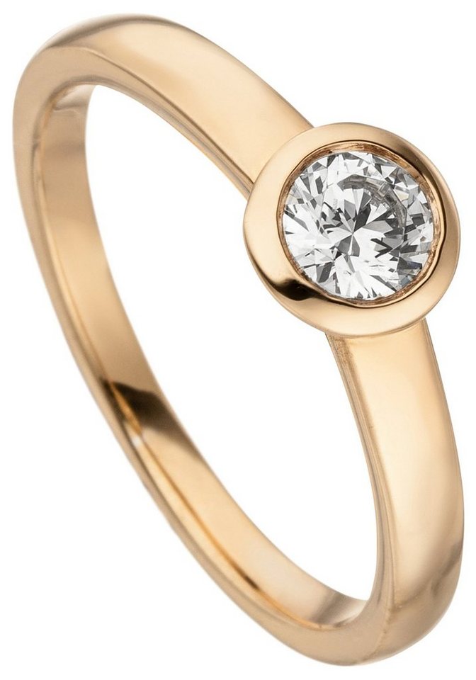 JOBO Diamantring Ring Roségoldring Solitär, 585 Roségold mit Diamant Brillant 0,15 ct. von JOBO