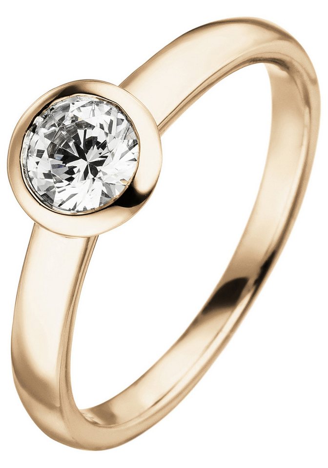 JOBO Diamantring Ring Roségoldring Solitär, 585 Roségold mit Diamant Brillant 0,50 ct. von JOBO