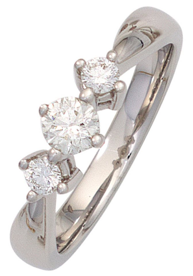 JOBO Diamantring Ring Weißgoldring, 585 Weißgold mit 3 Diamanten von JOBO