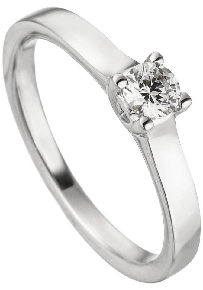 JOBO Diamantring Ring Weißgoldring Solitär, 585 Weißgold mit Diamant Brillant 0,25 ct. von JOBO