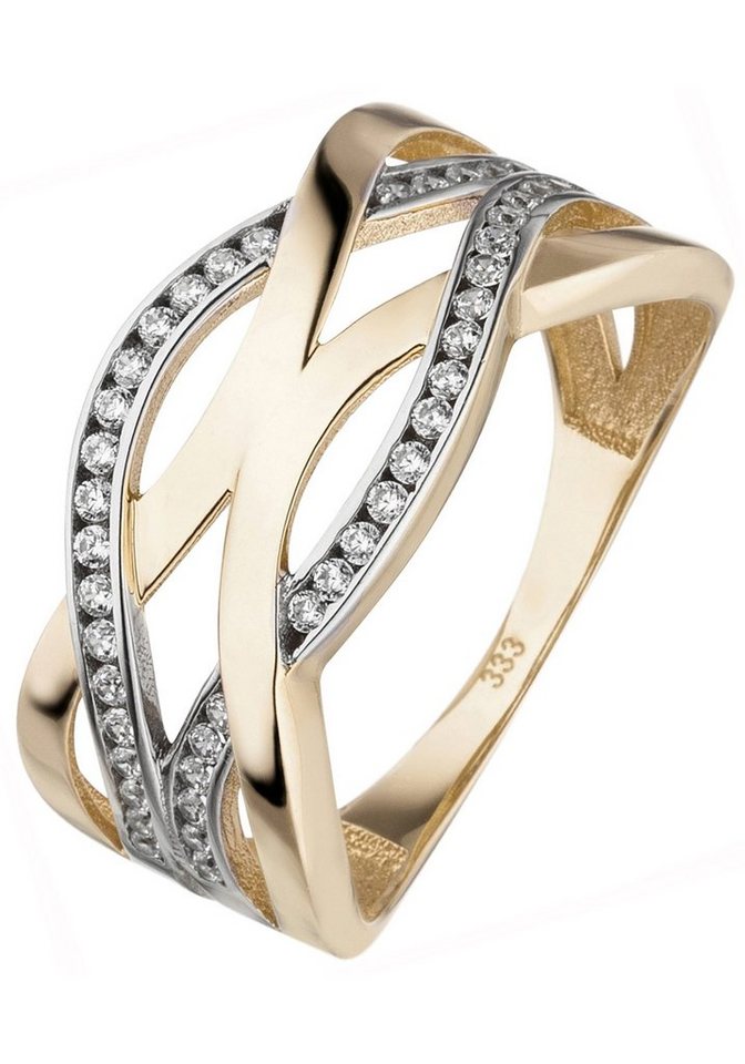 JOBO Fingerring, 333 Gold bicolor mit 46 Zirkonia JOBO Fingerring, 333 Gold bicolor mit 46 Zirkonia von JOBO