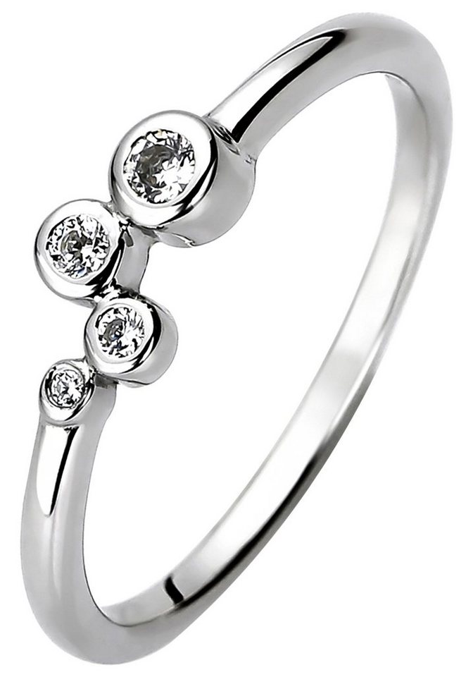 JOBO Fingerring, 925 Silber mit 4 Zirkonia von JOBO