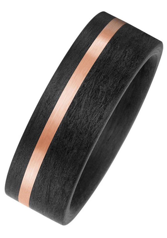 JOBO Fingerring, Carbon und 585 Roségold matt Partnerring bicolor von JOBO
