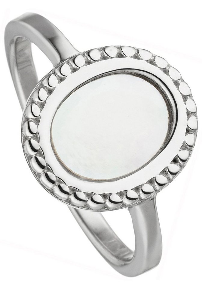 JOBO Fingerring Ovaler Ring mit Perlmutt, 925 Silber von JOBO