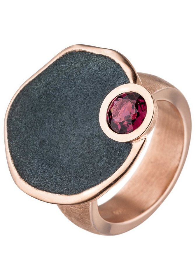 JOBO Fingerring Ring Damenring, 925 Silber roségold vergoldet mit Rhodolith von JOBO
