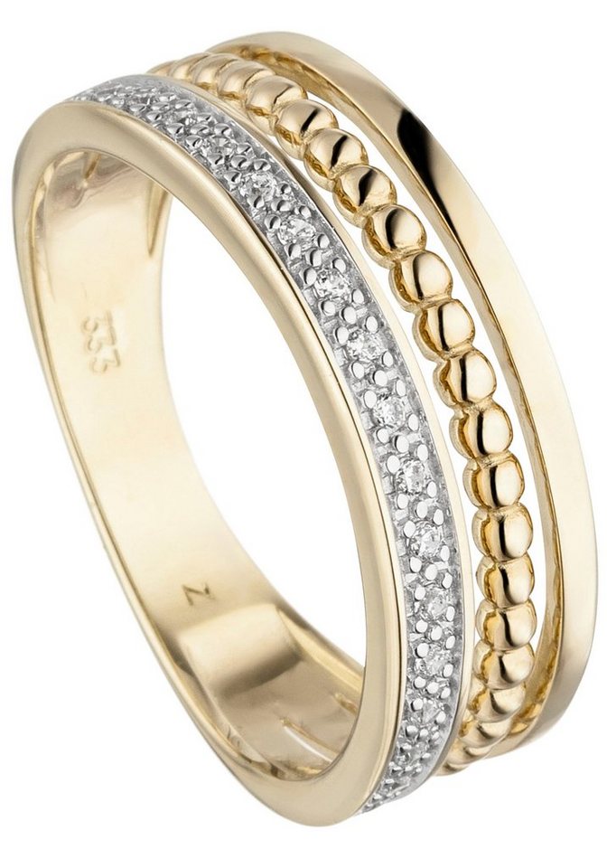 JOBO Fingerring Ring mit 17 Zirkonia, 333 Gold bicolor JOBO Fingerring Ring mit 17 Zirkonia, 333 Gold bicolor von JOBO