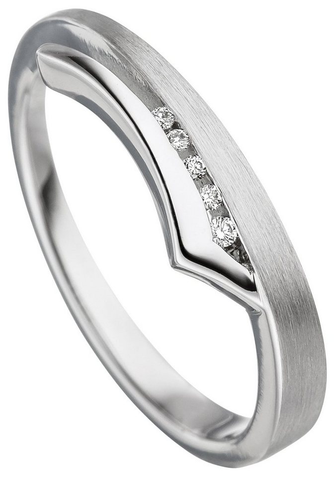 JOBO Fingerring Ring mit 5 Diamanten, 585 Weißgold von JOBO