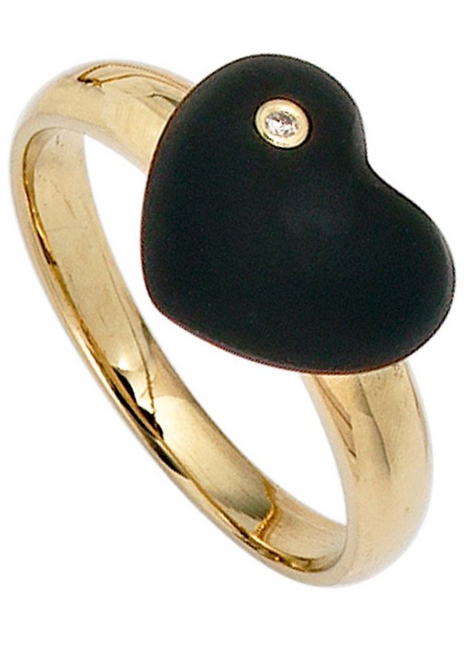 JOBO Fingerring Ring mit Onyx und Diamant, 585 Gold von JOBO