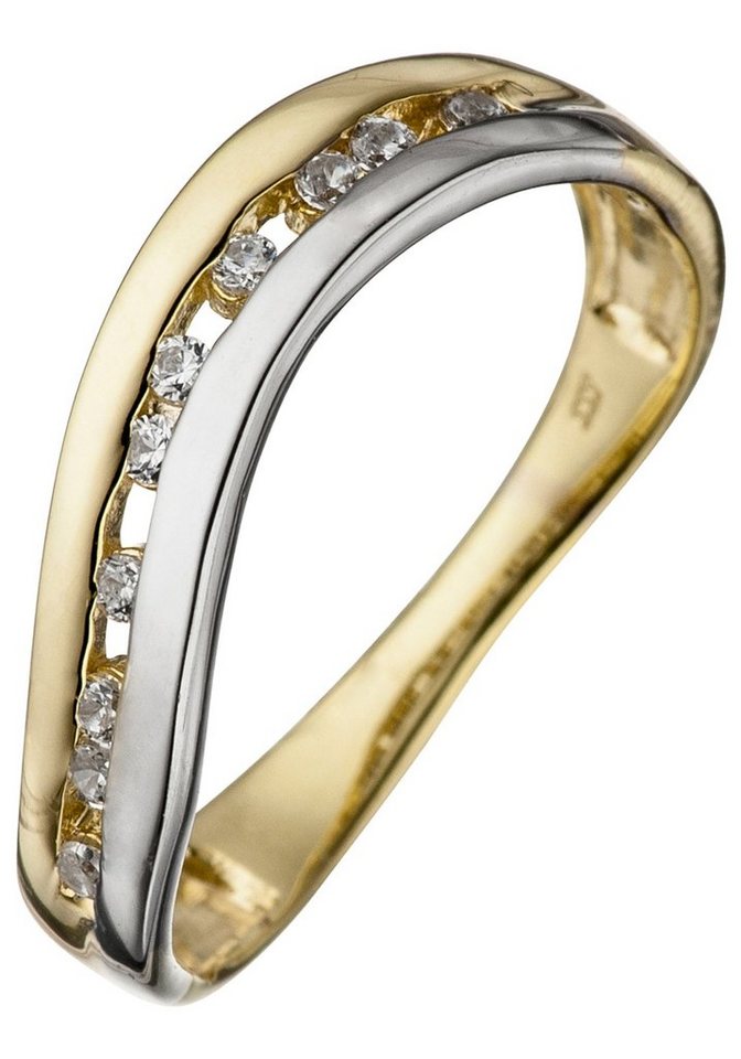 JOBO Goldring, 333 Gold bicolor mit Zirkonia von JOBO