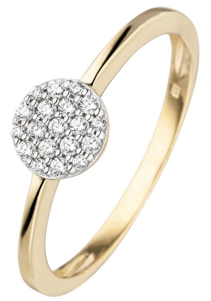 JOBO Goldring Ring Damenring, 333 Gold bicolor mit 19 Zirkonia von JOBO
