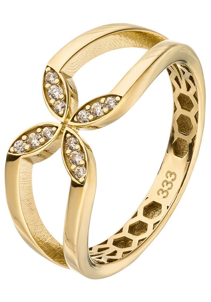 JOBO Goldring Ring Damenring, 333 Gold mit 12 Zirkonia von JOBO