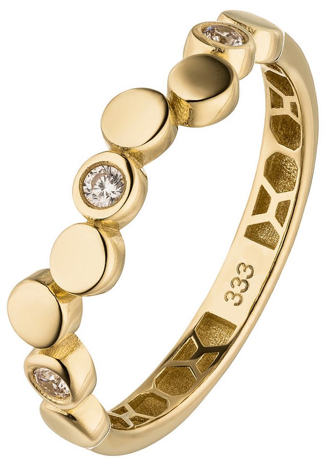 JOBO Goldring Ring Damenring, 333 Gold mit 3 Zirkonia von JOBO