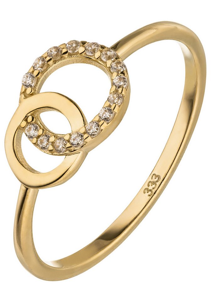 JOBO Goldring Ring Damenring mit zwei verschlungenen Kreisen, 333 Gold mit 15 Zirkonia von JOBO