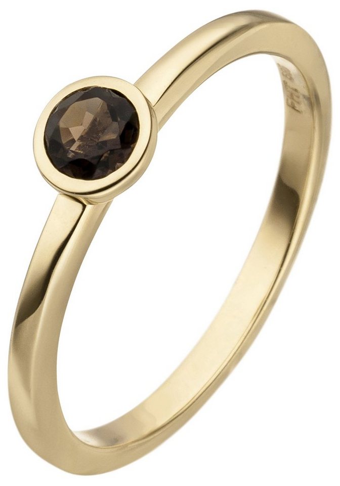JOBO Goldring Ring Rauchquarzring, 585 Gold mit Rauchquarz von JOBO