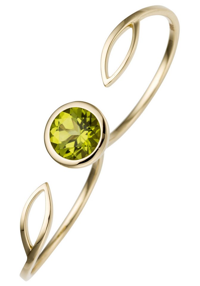 JOBO Goldring Ring Zweifingerring, 585 Gold mit Peridot von JOBO