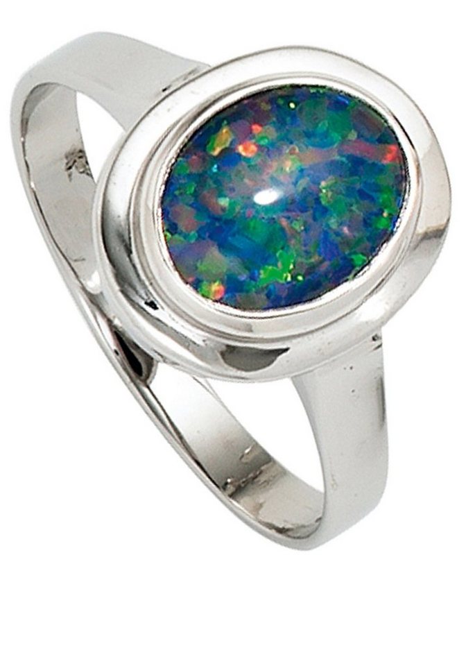 JOBO Goldring Ring mit Opal-Triplette, 585 Weißgold von JOBO