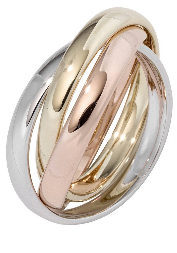 JOBO Goldring Verschlungener Ring, 585 Gold tricolor von JOBO
