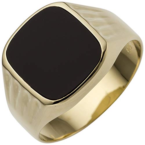Jobo Herren-Ring aus 585 Gold mit Onyx Größe 58 von Jobo