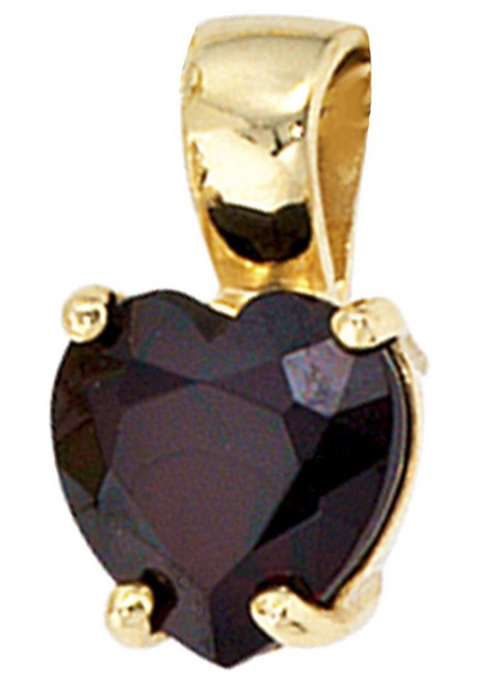 JOBO Herzanhänger Anhänger Herz, 333 Gold mit einem Granat von JOBO