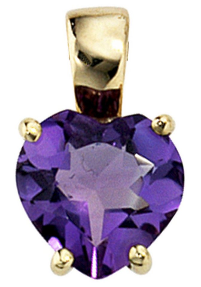 JOBO Herzanhänger Anhänger Herz, 333 Gold mit einem Amethyst von JOBO