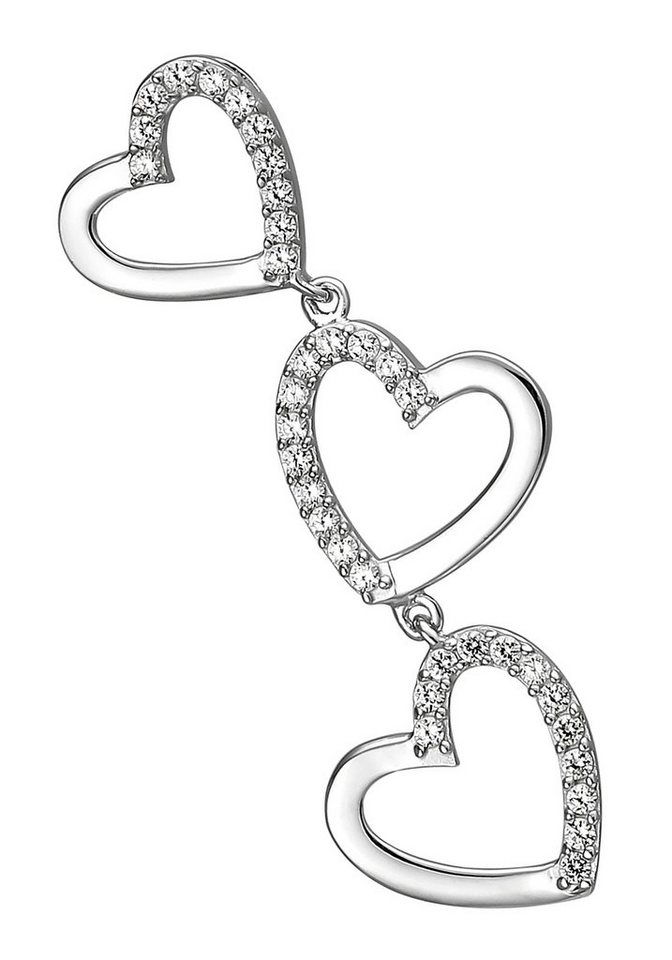 JOBO Herzanhänger Anhänger Herzen, 925 Silber mit 35 Zirkonia von JOBO