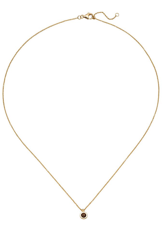 JOBO Kette mit Anhänger Goldkette 45 cm, 585 Gold mit Rauchquarz von JOBO