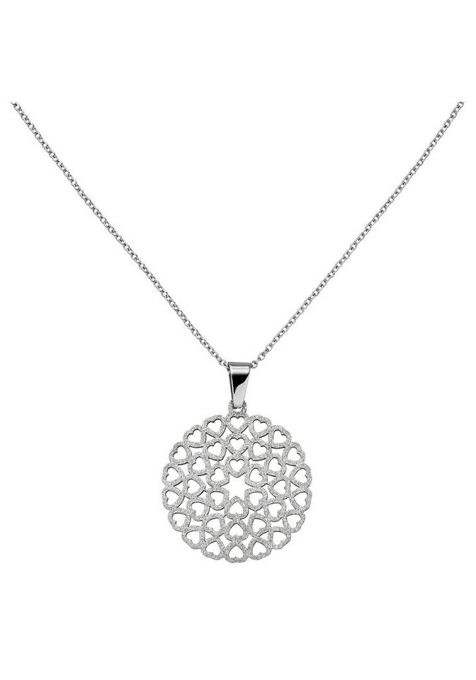 JOBO Kette mit Anhänger Herzen, Edelstahl mit Glitzereffekt 50 cm von JOBO