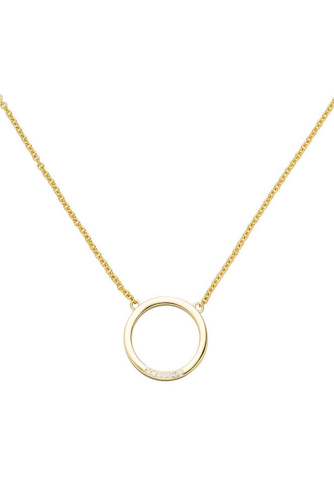 JOBO Kette mit Anhänger Kreis Ring, 585 Gold 7 Diamanten 44 cm von JOBO